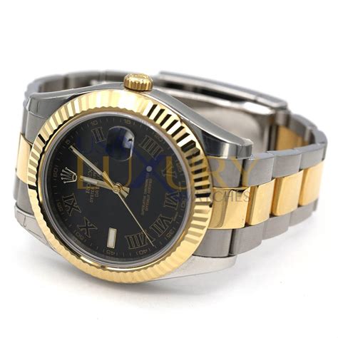 rolex datejust ii black roman dial price